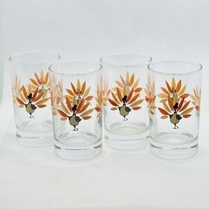 Pottery Barn Turkey Glasses Thanksgiving Tumblers-Set of 4 Turkey‎ Images